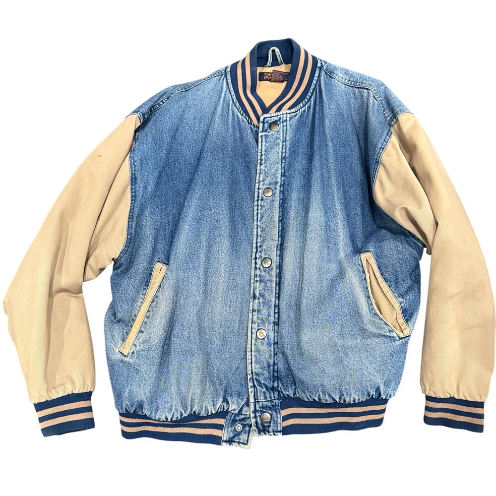 Vintage Sierra Pacific Jacket Adult L Blue Denim Puffer Heavy Weight 90s Travel